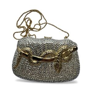 Crystal Rhinestone Gold Snake Clutch – Bridal Evening Bag